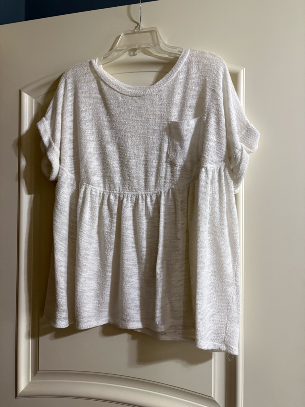 Cherish Ivory Textured Peplum Knit Top